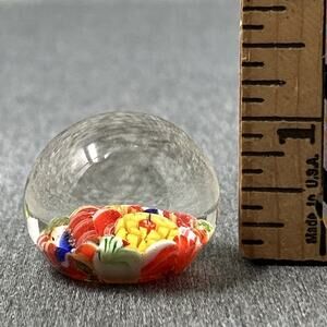 Mini Murano Style Hand Blown Art Glass Millefiori Paperweight Dome 1 Inch Unique